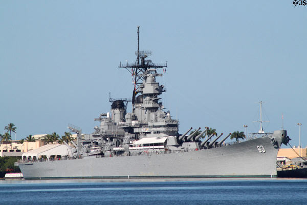 USS Missouri (BB-63) (Mighty Mo) (1944) now a memorial museum ship at Pearl Harbor. Honolulu, HI.