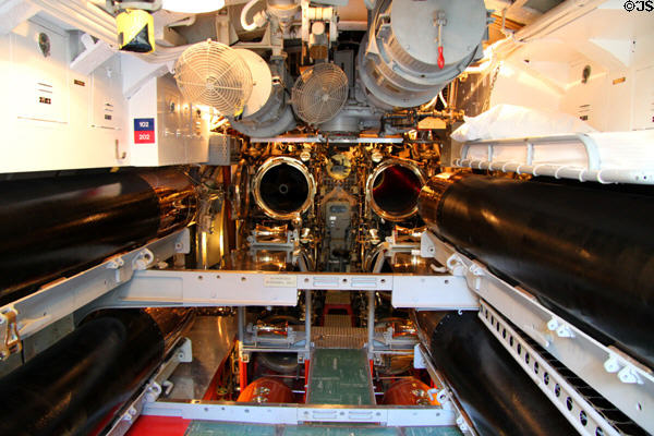 Bow torpedo tubes of USS Bowfin Submarine. Honolulu, HI.