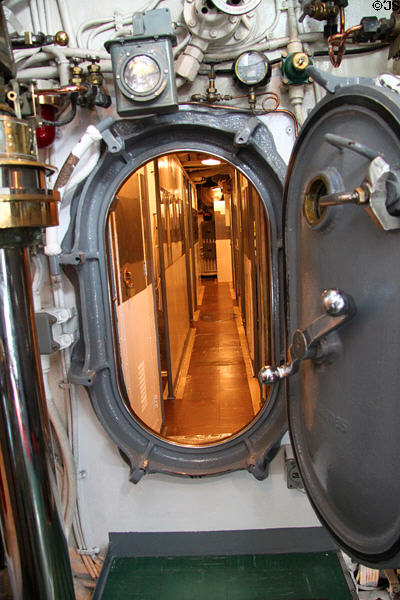 Interior hatch & passage way aboard USS Bowfin Submarine. Honolulu, HI.