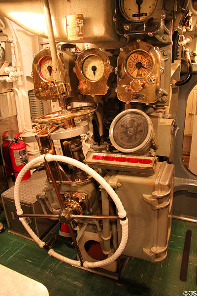 Propulsion controls of USS Bowfin Submarine. Honolulu, HI.