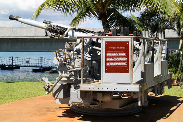 Assembly of four anti-aircraft heavy machine guns used on surface ships at USS Bowfin Submarine Museum. Honolulu, HI.