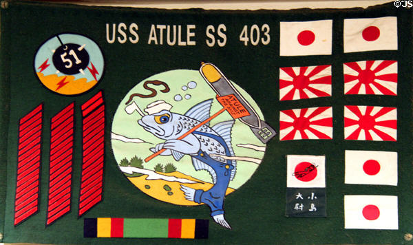 USS Atule (SS-403) battle flag at USS Bowfin Submarine Museum. Honolulu, HI.