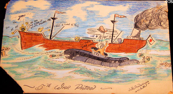 Cartoon showing crew frustration with torpedoes with poor performance at USS Bowfin Submarine Museum. Honolulu, HI.