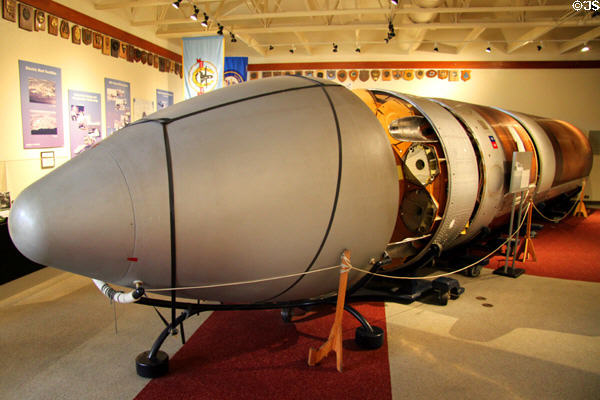 C-3 ballistic missile mock-up (1970s) for MIRV multiple warheads at USS Bowfin Submarine Museum. Honolulu, HI.