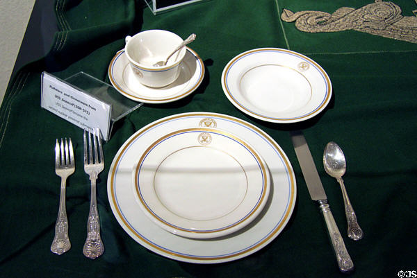 Dinner service from USS Seawolf (SSN-575) 2nd nuclear sub at USS Bowfin Submarine Museum. Honolulu, HI.