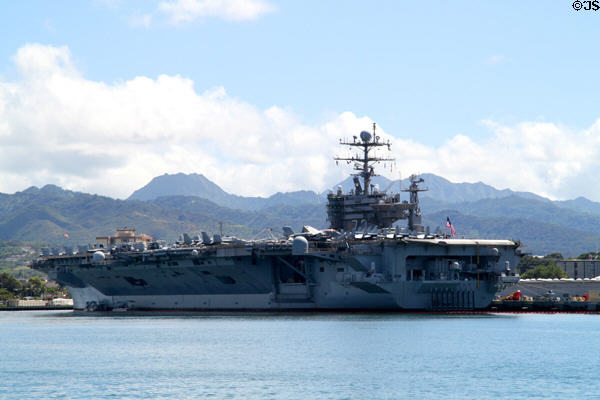 USS Abraham Lincoln (CVN-72) (1984-88) fifth Nimitz-class aircraft carrier at Pearl Harbor. Honolulu, HI.