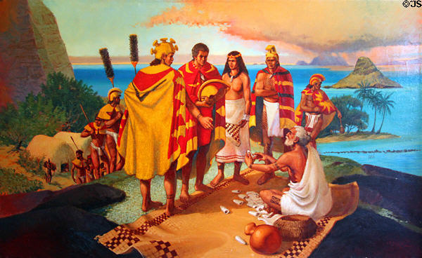 Council of Chiefs painting shows when King Kahekili of Maui tried to gain control of Kualoa Ranch. HI.