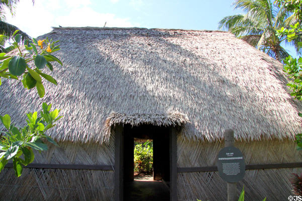 Family Dwelling (Fale Lahi) in Tongan village at Polynesian Cultural Center. Laie, HI.