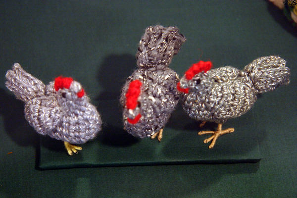 Knitted chickens at Amana Heritage Museum. Amana, IA.