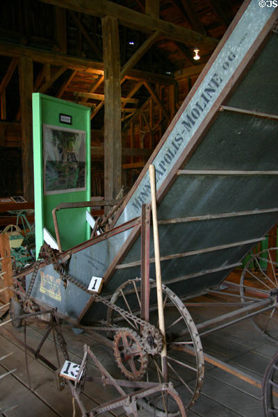 Horse-drawn Minneapolis Moline hayloader (c1870) at Amana Communal Agricultural Museum. South Amana, IA.