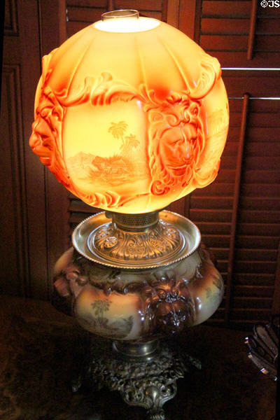 Lithophane oil lamp at Dodge House. Council Bluffs, IA.