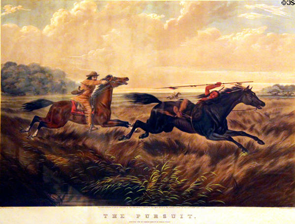 The Pursuit print (1856) by Currier & Ives at Dodge House. Council Bluffs, IA.