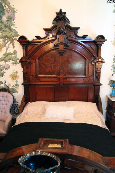Walnut bedroom set displayed at 1876 Philadelphia Centennial Exposition at Dodge House. Council Bluffs, IA.