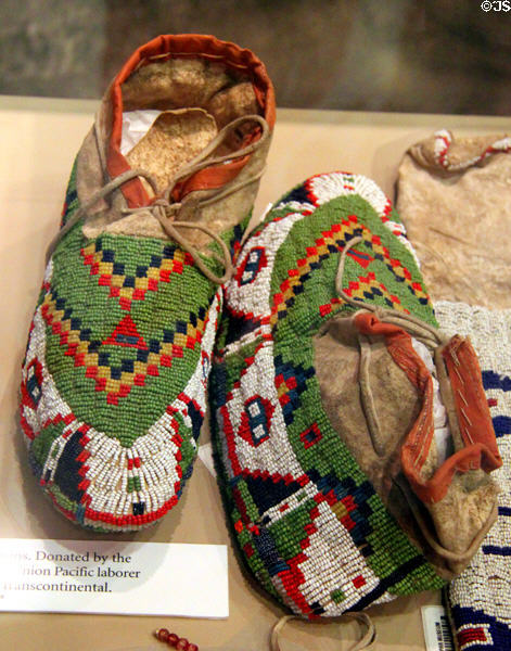 Sioux(?) beaded moccasins at Union Pacific Railroad Museum. Council Bluffs, IA.