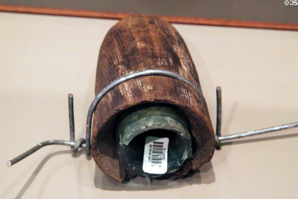 Wooden insulator from the original telegraph line along the transcontinental railroad at Union Pacific Railroad Museum. Council Bluffs, IA.
