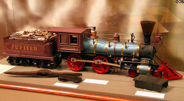 Model of Central Pacific's Jupiter present at last spike Promontory Summit ceremony (May 10, 1869) at Union Pacific Railroad Museum. Council Bluffs, IA.