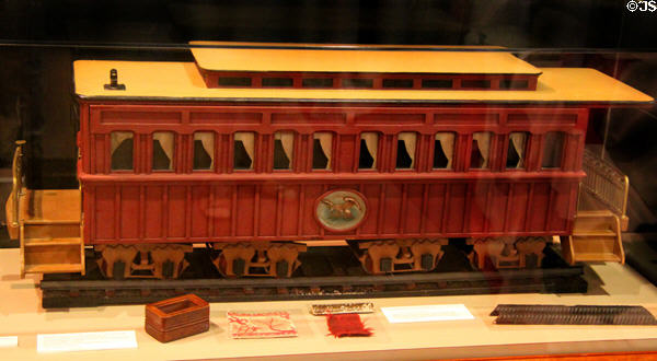 Model (1920s) of Abraham Lincoln's funeral car built in Union Pacific Omaha shops at Union Pacific Railroad Museum. Council Bluffs, IA.