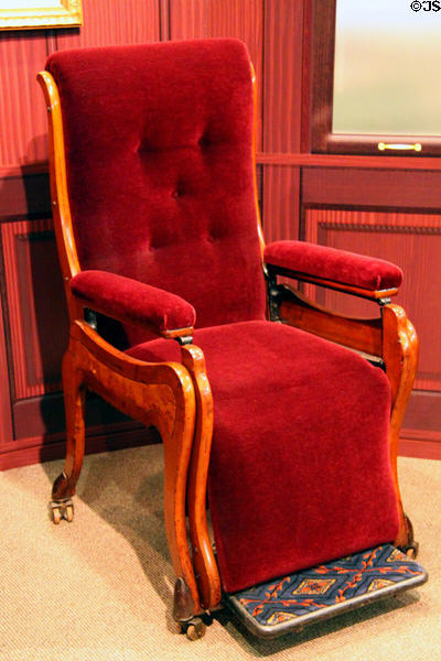 Rolling armchair from Abraham Lincoln's rail car at Union Pacific Railroad Museum. Council Bluffs, IA.