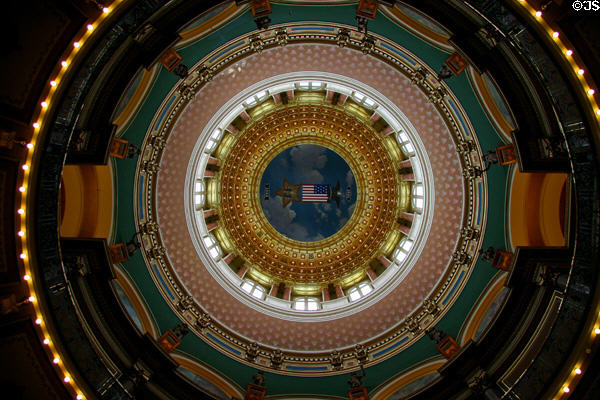 Interior of central dome of Iowa State Capitol. Des Moines, IA.