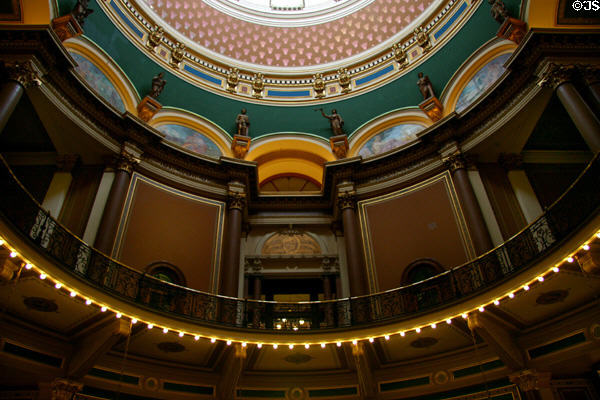 Bright paints of rotunda of Iowa State Capitol. Des Moines, IA.