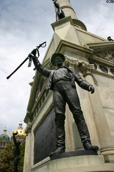Soldier with sword on Civil War Monument at Iowa State Capitol. Des Moines, IA.