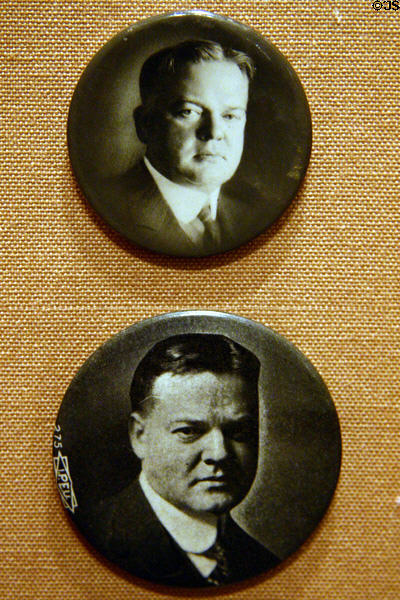 Herbert Hoover 1928 Presidential campaign buttons. West Branch, IA.