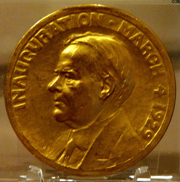 Herbert Hoover Inauguration gold medal (March 9, 1929) at Hoover Museum. West Branch, IA.