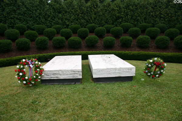 Graves of Herbert & Lou Hoover at Hoover Library. West Branch, IA.
