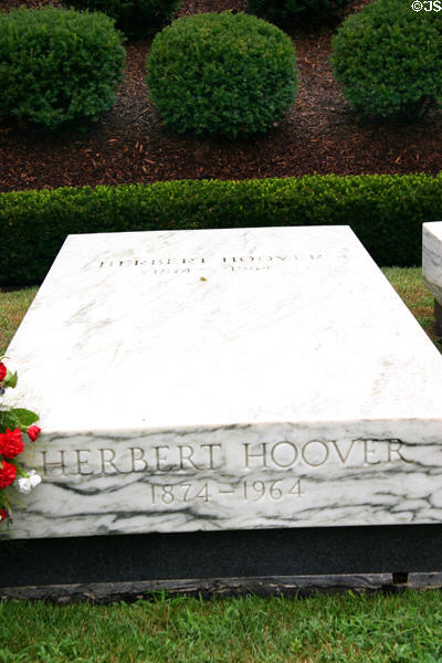 Grave of Herbert Hoover (1874-1964) at Hoover Library. West Branch, IA.