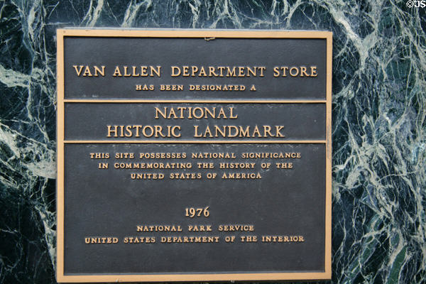 Van Allen Dry Goods Store National Historic Landmark sign. Clinton, IA.
