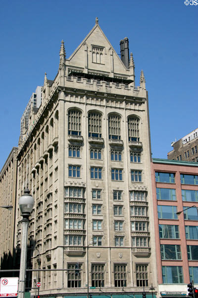 The University Club (1908) (12 floors) (76 East Monroe St. at Michigan Ave.). Chicago, IL. Style: Gothic Revival. Architect: Holabird & Roche.