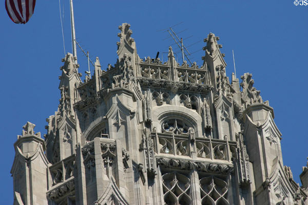 Gothic spires of Tribune Tower. Chicago, IL.