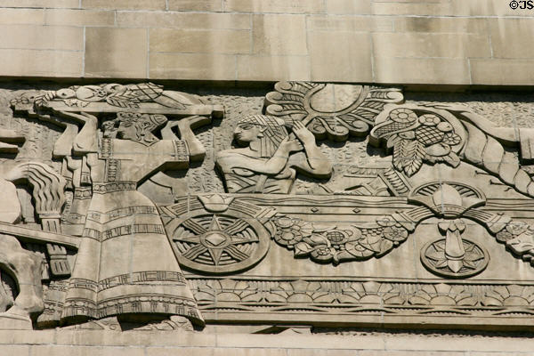 Babylonian chariot relief on InterContinental Chicago building. Chicago, IL.
