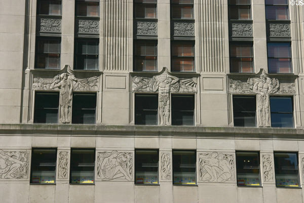 Diana, Atlas & Helios reliefs on former McGraw-Hill Building facade. Chicago, IL.