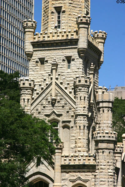 Turret detail of Old Water Tower. Chicago, IL.