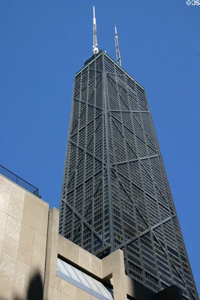 John Hancock Center (1969) (100 floors) (875 North Michigan Ave.). Chicago, IL. Architect: Skidmore, Owings & Merrill.
