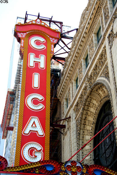 Sign of Chicago Theater. Chicago, IL.