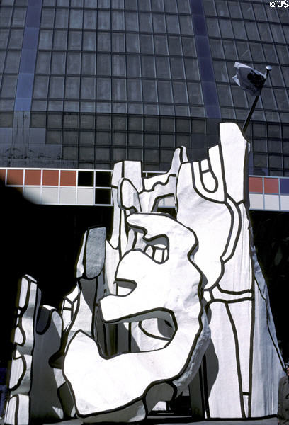 Sculpture called Monument With Standing Beast by Jean Dubuffet in plaza of James R. Thompson Center. Chicago, IL.