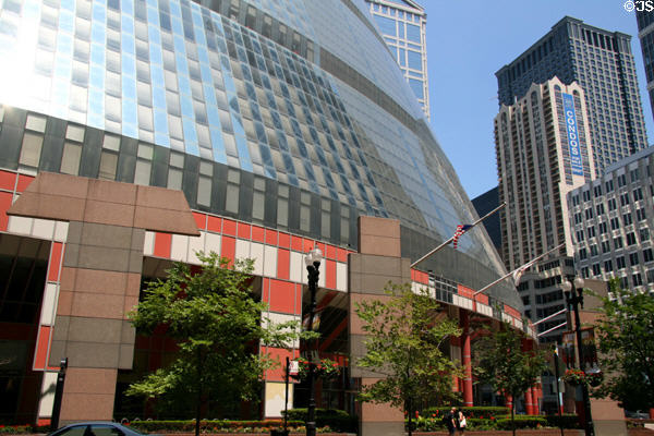 Glass facade of James R. Thompson Center. Chicago, IL.