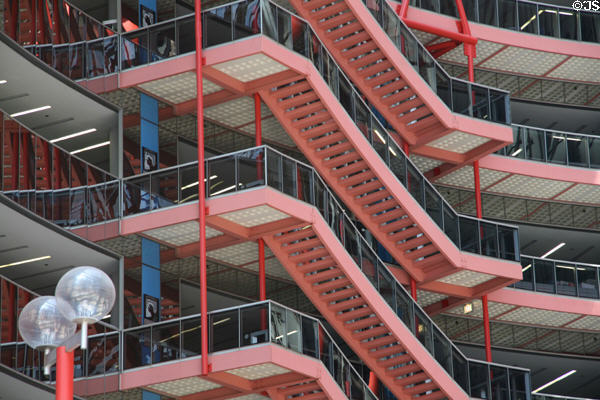 Cantilevered stairs of James R. Thompson Center. Chicago, IL.