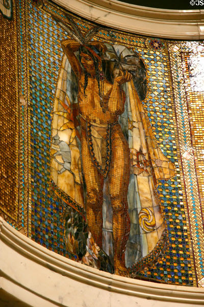 Mosaic mural of native American Tonti who explored New France with Marquette & Jolliet in Marquette Building. Chicago, IL.