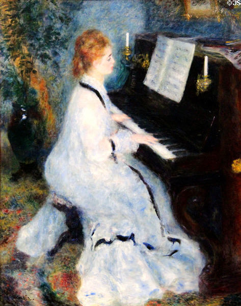 Woman at the Piano painting (1876) by Pierre-Auguste Renoir at Art Institute of Chicago. Chicago, IL.