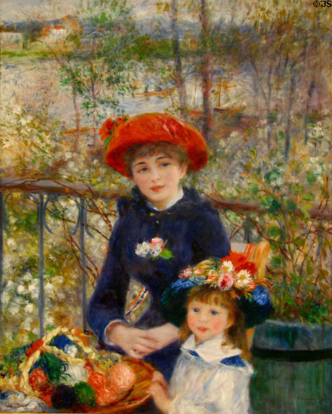 Two sisters on the Terrace painting (1881) by Pierre-Auguste Renoir at Art Institute of Chicago. Chicago, IL.