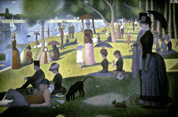 Sunday on la Grande Jatté painting (1884) by George Seurat at Art Institute of Chicago. Chicago, IL.
