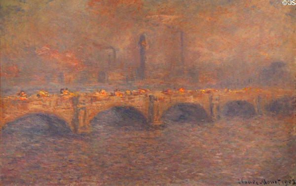 Waterloo Bridge (sunlight effect) painting (1903) by Claude Monet at Art Institute of Chicago. Chicago, IL.