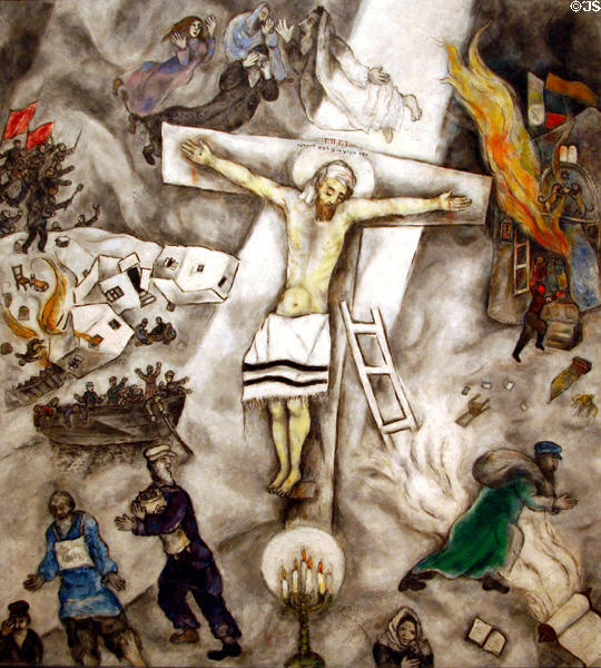 White Crucifixion painting (1938) by Marc Chagall at Art Institute of Chicago. Chicago, IL.