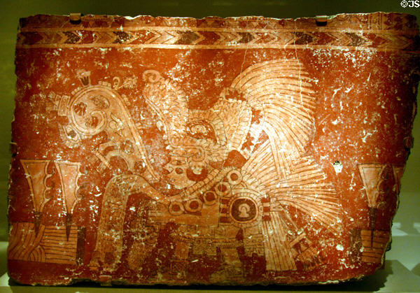 Mexican Teotihuacán culture mural fragment of priest (600-750) at Art Institute of Chicago. Chicago, IL.