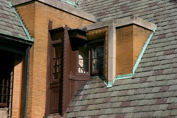 Roof & window details of Nathan G. Moore House. Oak Park, IL.