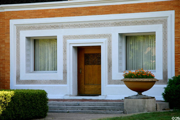 Front door of William Herman Winslow House, one of Wright's first commissions. River Forest, IL.