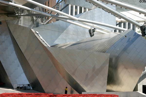 Stainless steel wings of Pritzker Pavilion stage in Millennium Park. Chicago, IL.